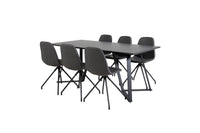Spisestol Polar & Marina 2-pakk + Rektangulært spisebord 180 x 90 – svart