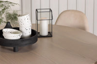 Spisegruppe Polar & Olivia 2-pakk + Rundt spisebord ⌀110 – beige og hvitvasket