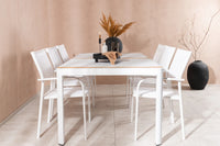 Spisebord Togo & Santorini 200 × 100 + Spisestol 2-pakk – hvit