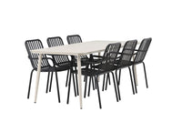 Spisegruppe Lina & Peking 200 x 90 + spisestol 2-pakk – beige og svart
