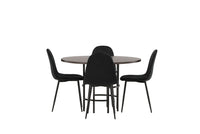 Spisestol 2-pakk + Spisebord rundt ⌀115 – svart og mokka