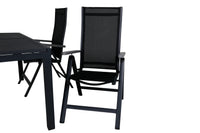 Posisjonsstol Albany & Marbella 2-pakk + Rektangulært spisebord 160 x 100 – svart