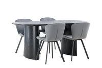 Spisegruppe oval 2-pakk 180 x 90 – grå og svart