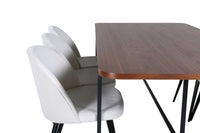 Spisebord Uno & Velvet rektangulært 200 x 90 + spisestol 2-pakk – natur og fløte
