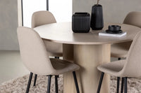 Spisegruppe Olivia & Polar Rund ⌀110 2-pakk – hvitvasket og beige