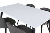 Spisegruppe Jimmy & Velvet 150 x 90 med 2-pakk spisestoler – hvit og grå