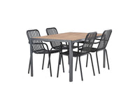 Spisebord 150 x 90 + spisestol 2-pakk – mørkegrå og svart