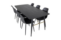 Spisebord Gold & Polar rektangulært 180 x 85 + spisestol 2-pakk – svart