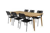 Spisegruppe Julian & Lindos 210 x 100 + spisestol 2-pakk – natur og svart