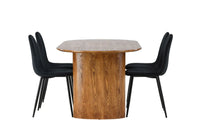 Spisestol 2-pakk Polar & Isolde + Ovalt spisebord 180 x 90 – svart og natur