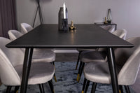 Spisegruppe Dipp & Velvet 180 x 90 + 2-pakk spisestoler – svart og grå