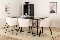 Spisegruppe Berit & Leif 200 x 90 – beige og svart