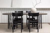Spisegruppe oval 220 x 100 med 2-pakk spisestoler – svart og mokka