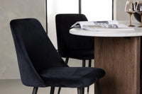 Spisegruppe oval 180 x 90 + 2-pakk spisestoler – lys grå og svart
