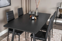 Spisestol Slim & Inca 2-pakk + Spisebord rektangulært 160 x 85 – svart