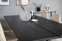 Spisegruppe Sleek & Polar 195 x 95 + spisestol 2-pakk – svart og beige