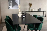 Spisegruppe rektangulært 120 x 80 + spisestol 2-pakk – svart og grønn