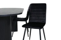 Spisegruppe oval 200 x 90 + spisestol 2-pakk – svart