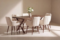 Spisestol Tomorrow & Fiona 2-pakk – beige + Spisebord rektangulært 180 x 90 – walnut