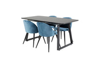 Spisegruppe Velvet & Inca 2-pakk 160 x 85 – blå og svart