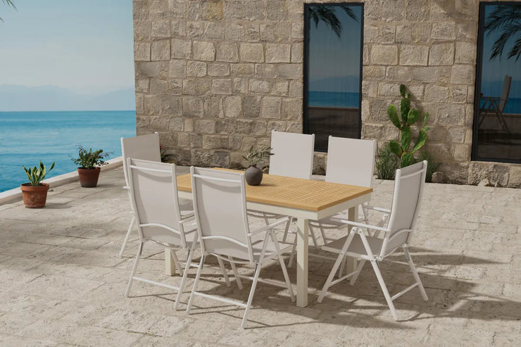Spisestol Break & Panama 2-pakk + Rektangulært spisebord 160 x 90 – beige og natur