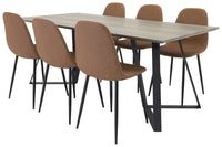 Spisestol Polar & Marina 2-pakk + Rektangulært spisebord 180 x 90 – brun og natur