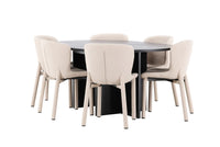 Spisegruppe Strada & Astoria 2-pakk ⌀120 – svart og beige