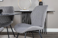 Spisegruppe Gemma & Estelle 2-pakk + Rund spisebord ⌀106 – grå og mørkegrå