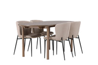 Spisestol Modesto & Andy 2-pakk – beige + Spisebord ovalt 180 x 90 – natur