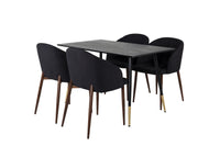 Spisestol 2-pakk + Rektangulært spisebord 120 x 85 – svart