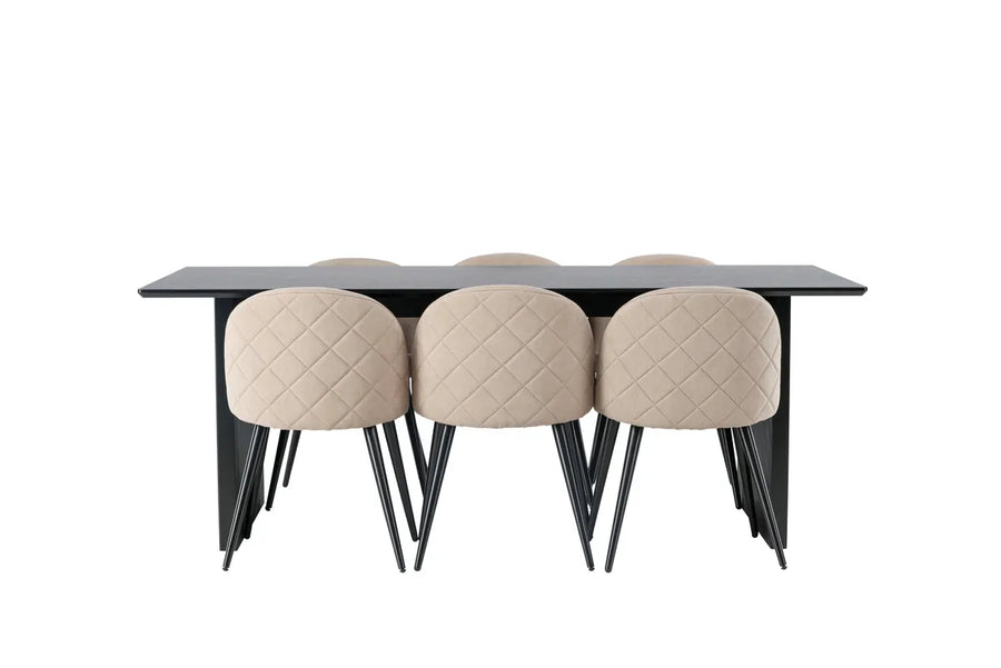 Spisegruppe 2-pakk 200 × 100 – beige og svart