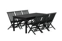 Spisegruppe Kenya 180 x 90 + spisestol 2-pakk – svart