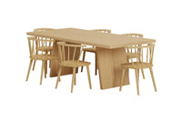 Spisestol Bobby & Logga 2-pakk + Rektangulært spisebord 210 x 100 – natur
