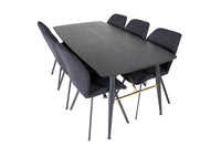 Spisebord Gold & Gemma 180 x 85 + spisestol 2-pakk – svart