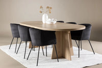 Spisestol Berit & Bootcut + Ovalt spisebord 230 x 115 – svart og natur