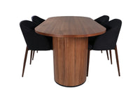 Spisestol Arch & Bianca 2-pakk + Spisebord ovalt 200 x 90 – svart og valnøtt