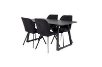 Spisestol Gemma & Inca 2-pakk + rektangulært spisebord 160 x 85 – svart