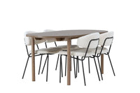 Spisegruppe oval 180 x 90 – hvit og natur