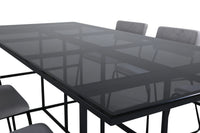 Spisestol 2-pakk + Rektangulært spisebord 200 x 90 – grå og svart