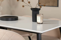 Spisegruppe Jimmy & Velvet rektangulær 150 x 90 + 2-pakk spisestol – hvit og beige