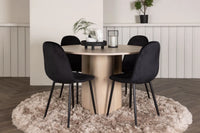 Spisegruppe Polar & Olivia 2-pakk + Rundt spisebord ⌀110 – svart og hvitlasert