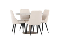 Spisegruppe rund ⌀110 med 2-pakk spisestoler – beige