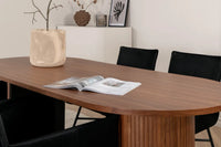 Spisegruppe oval 200 x 90 – svart og valnøtt