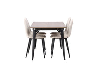 Spisestol Polar og Tempe 2-pakk – beige + Spisebord rektangulært 140 x 80 – valnøtt