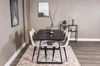 Spisestol Polar & Inca 2-pakk – beige + Rektangulært spisebord 160 x 85 – svart
