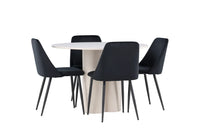 Spisegruppe Olivia 2-pakk stoler + rundt spisebord ⌀110 – svart og beige