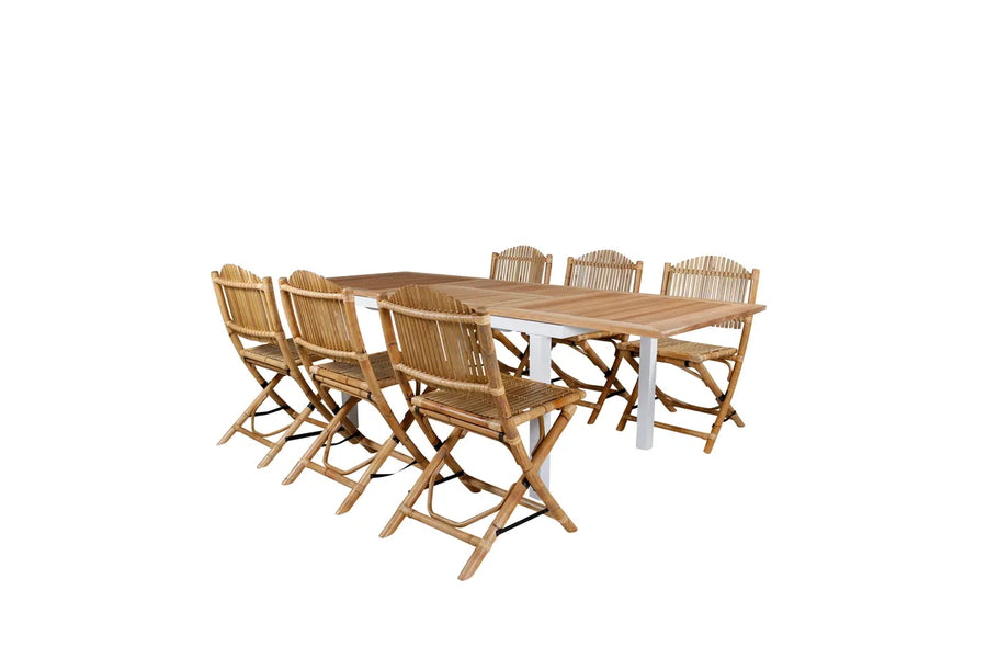 Spisegruppe Cane & Panama 160 x 90 – natur og hvit