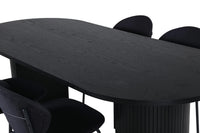 Spisestol Vault & Bianca 2-pakk + Spisebord ovalt 200 x 90 – svart