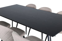 Spisegruppe Petra & Velvet 190 x 90 2-pakk – svart og beige