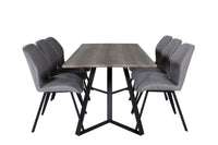 Spisegruppe Gemma & Marina 2-pakk + rektangulært spisebord 180 x 90 – grå og natur